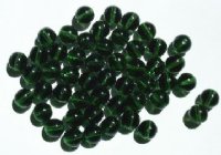 50 8mm Round Transparent Dark Olive Glass Beads